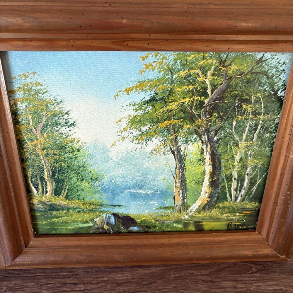 Framed Landscape Oil-Style Wall Art in Green and Brown - Picture 9 of 16